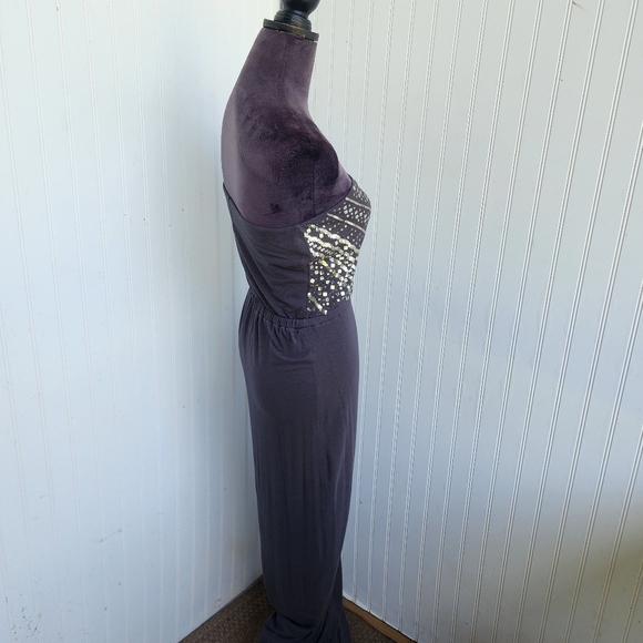 Express Women's Strapless Maxi Sequins Detail Front Slit Stretch Sz XS - Picture 5 of 12